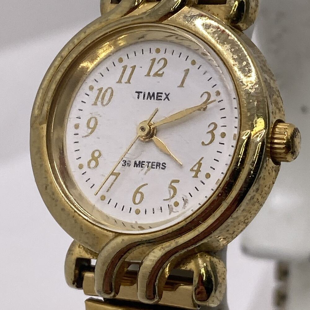 Timex Womens Gold Tone Stretch Watch New Battery